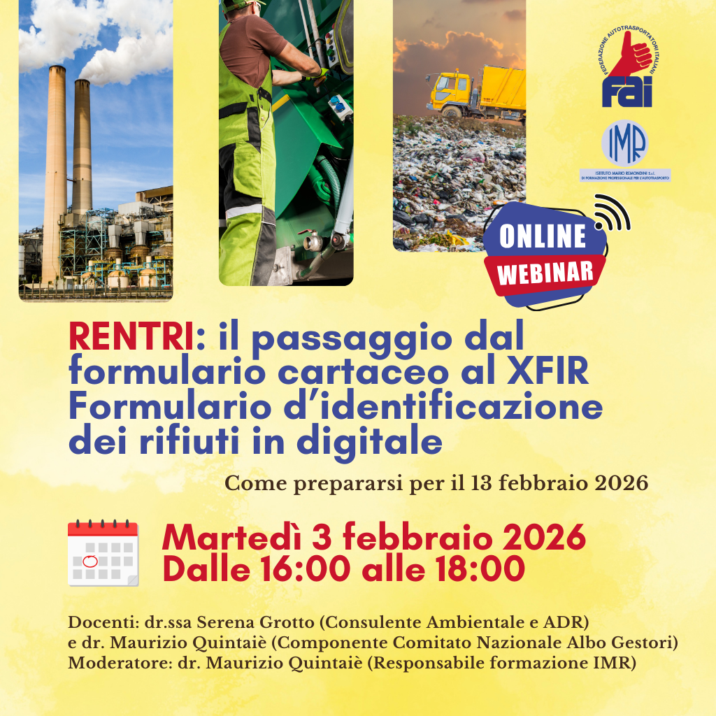 Webinar “RENTRI": il passaggio dal formulario cartaceo al XFIR